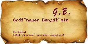 Grünauer Benjámin névjegykártya